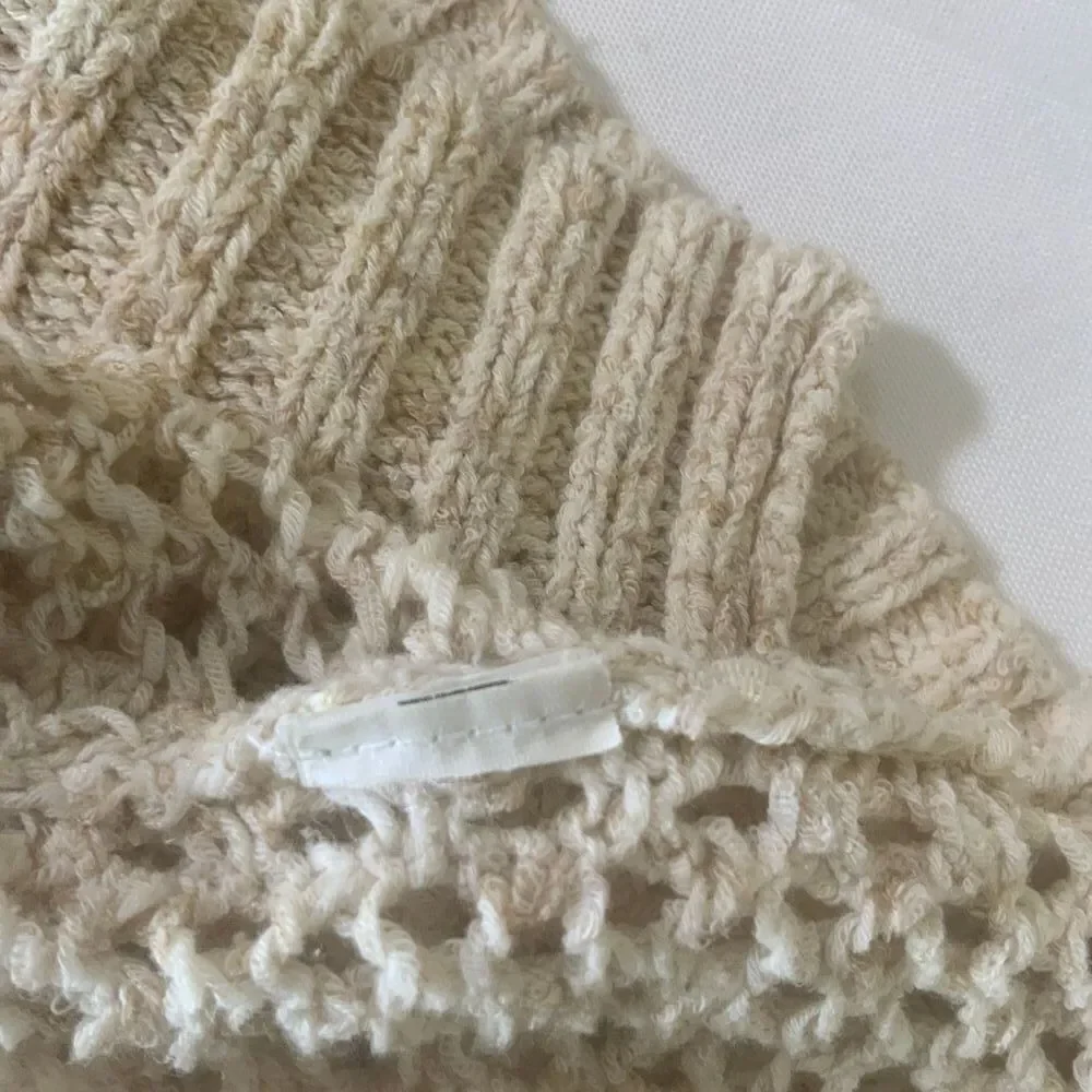 Lucky Brand‎ Beige Open-Knit Long Sleeve V-Neck Pullover Sweater Size XS